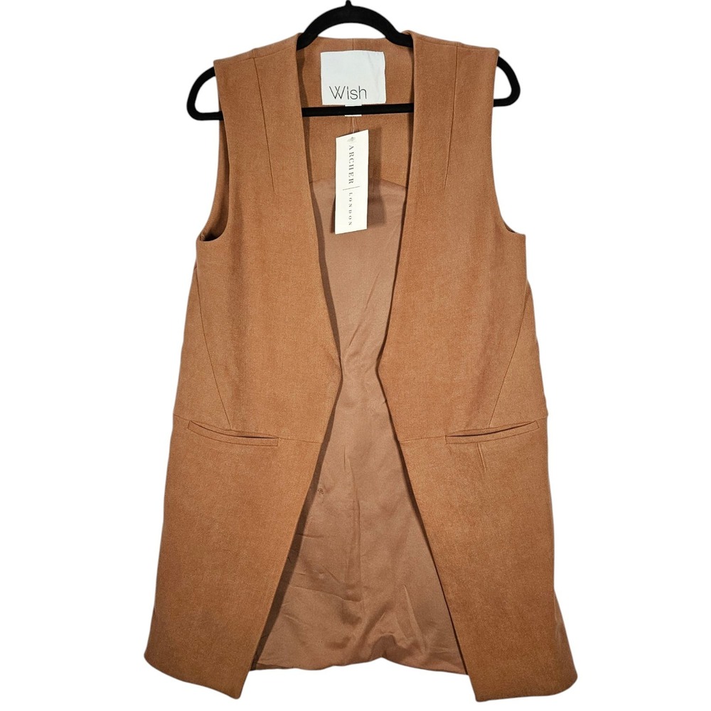 Wish Australia Vest Jacket Women's AUS 8 XS The Arosa Vest Brown NWT Preppy Boho